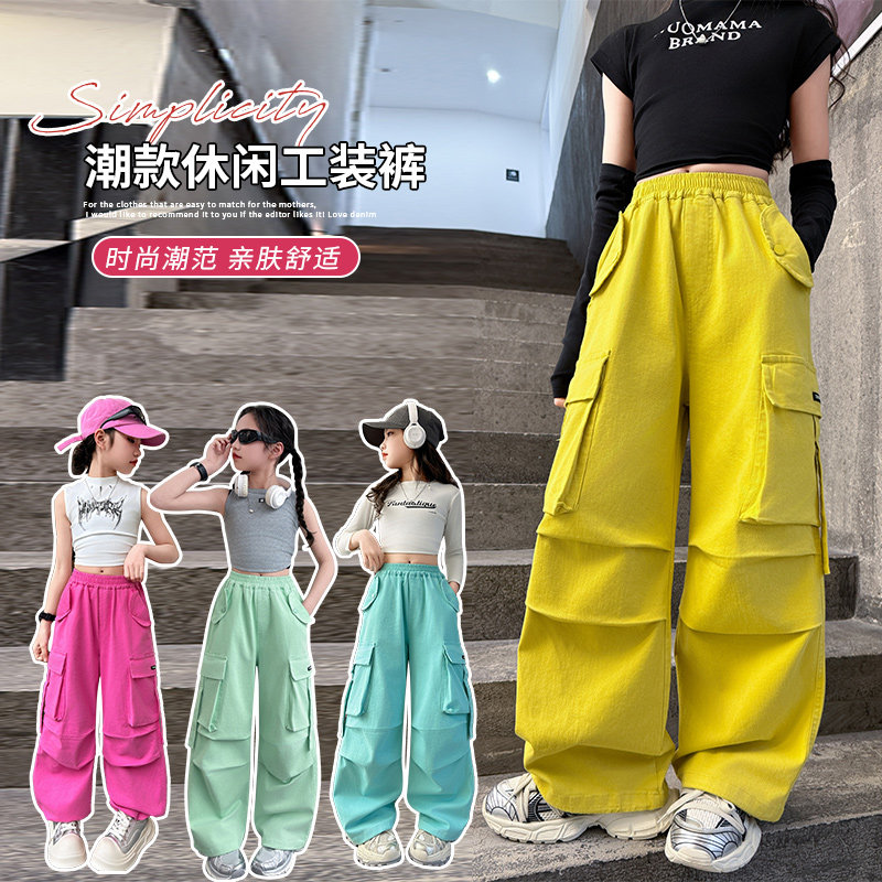 女童工装裤夏季新款韩版儿童薄款裤子速干休闲裤网红爆款长裤夏装