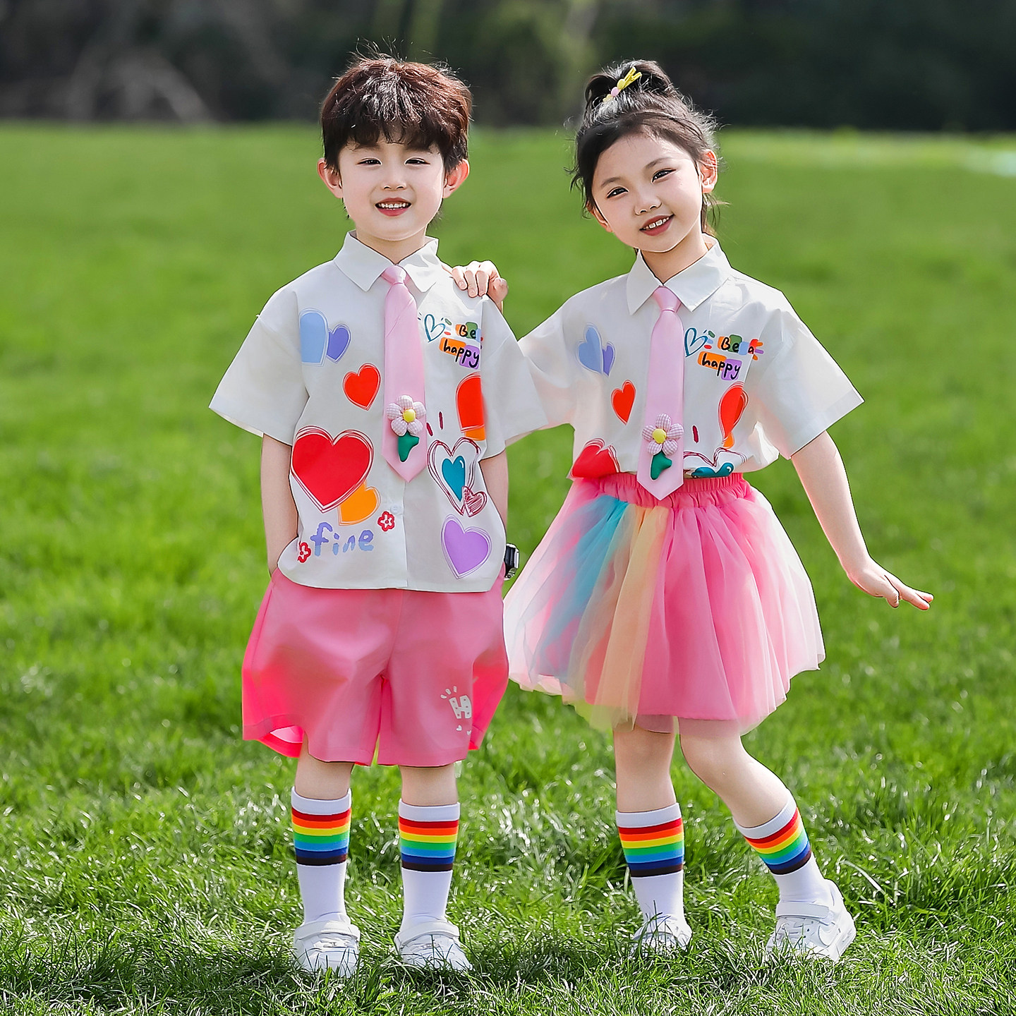 六一儿童节表演服夏季小学生班服校服园服合唱毕业照学院风演出服