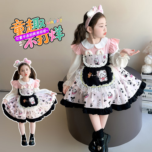 秋季女孩猫咪洛丽塔连衣裙演出服万圣节cos服公主裙卡通表演服