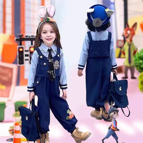 男女童套装疯狂动物城演出服朱迪演出服秋季兔子警官儿童cos服装