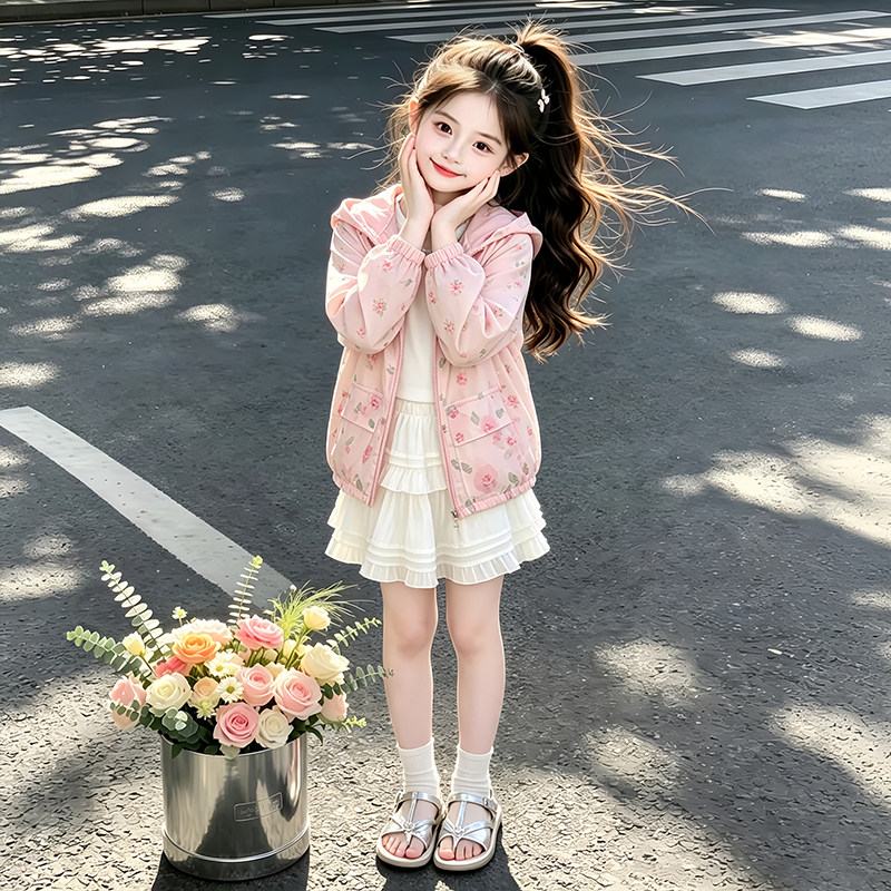 女童防晒衣夏季2026新款韩版女孩长袖衬衫外套中大童薄款户外服潮