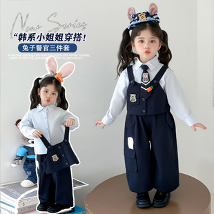 女童套装疯狂动物城尼克狐狸演出服秋季兔子警官儿童cos服装小童