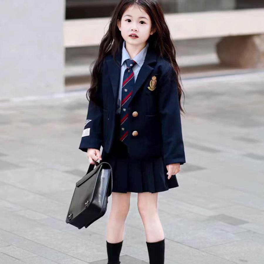 女童园服校服学院风演出服春秋儿童西装外套jk衬衫裙子三件套班服
