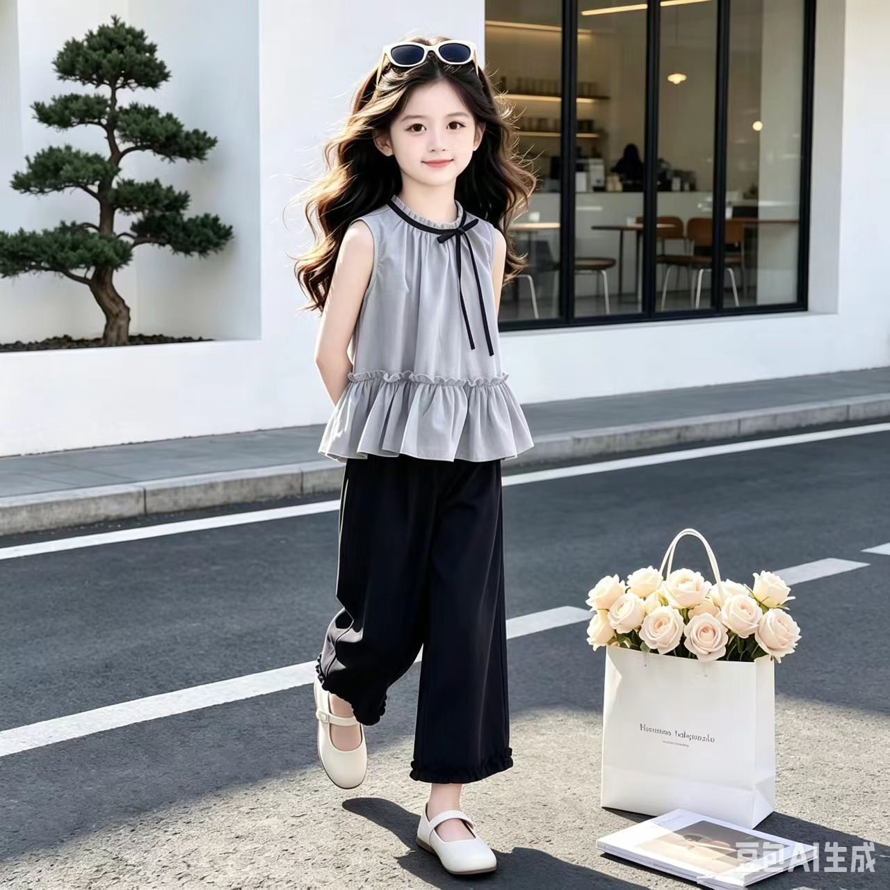 女童无袖套装夏季韩版女孩薄款两件套大童上衣休闲裤2026年新款潮