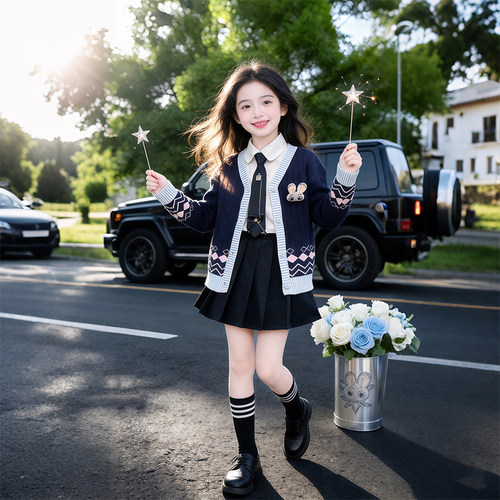 女童裙子朱迪毛衣开衫衬衫百褶裙演出服春季女童兔子警官cos服装