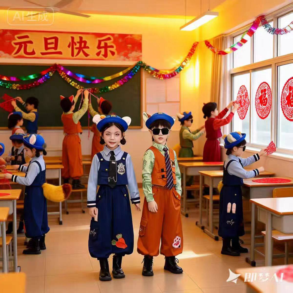 男女童套装疯狂动物城演出服朱迪演出服秋季兔子警官儿童cos服装