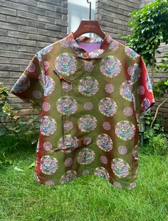 张和才团龙蜀锦短袖100桑蚕丝 宋锦新中式国风 炫光转色上衣短袖