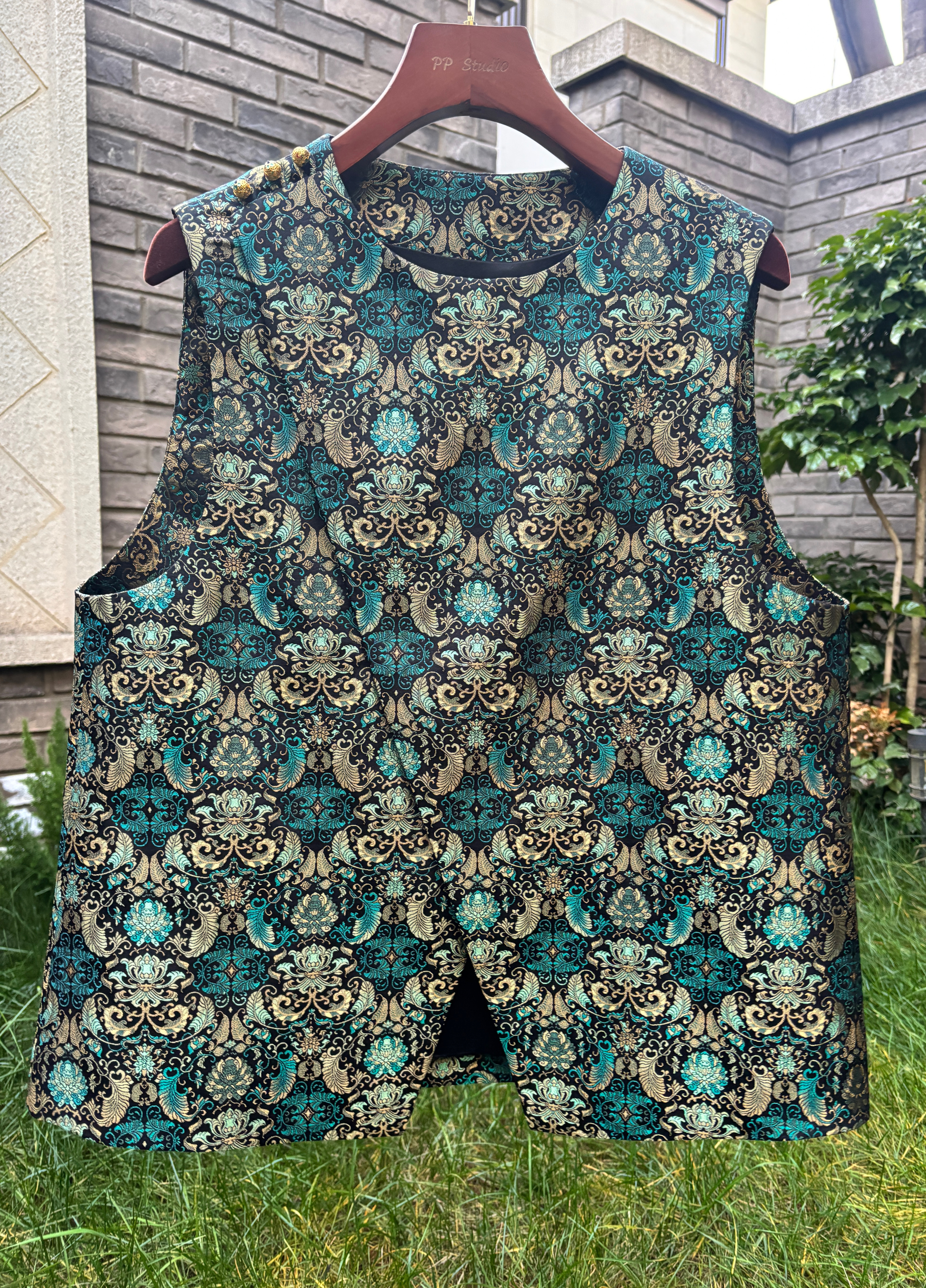 上九楷蕉叶莲马甲 正品带钢印 内衬22姆米6A桑蚕丝 上九楷螺钿