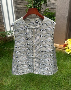 张和才东汉熊猫 正品带钢印 内衬22姆米6A桑蚕丝 东汉熊猫马甲