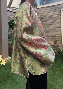 张和才蜀锦卷草石榴 正品带钢印 内衬22姆米6A桑蚕丝 新中式外套