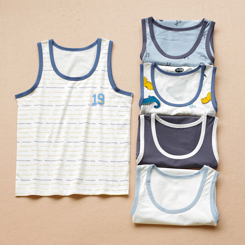 中大童莫代尔棉薄款四季背心无袖