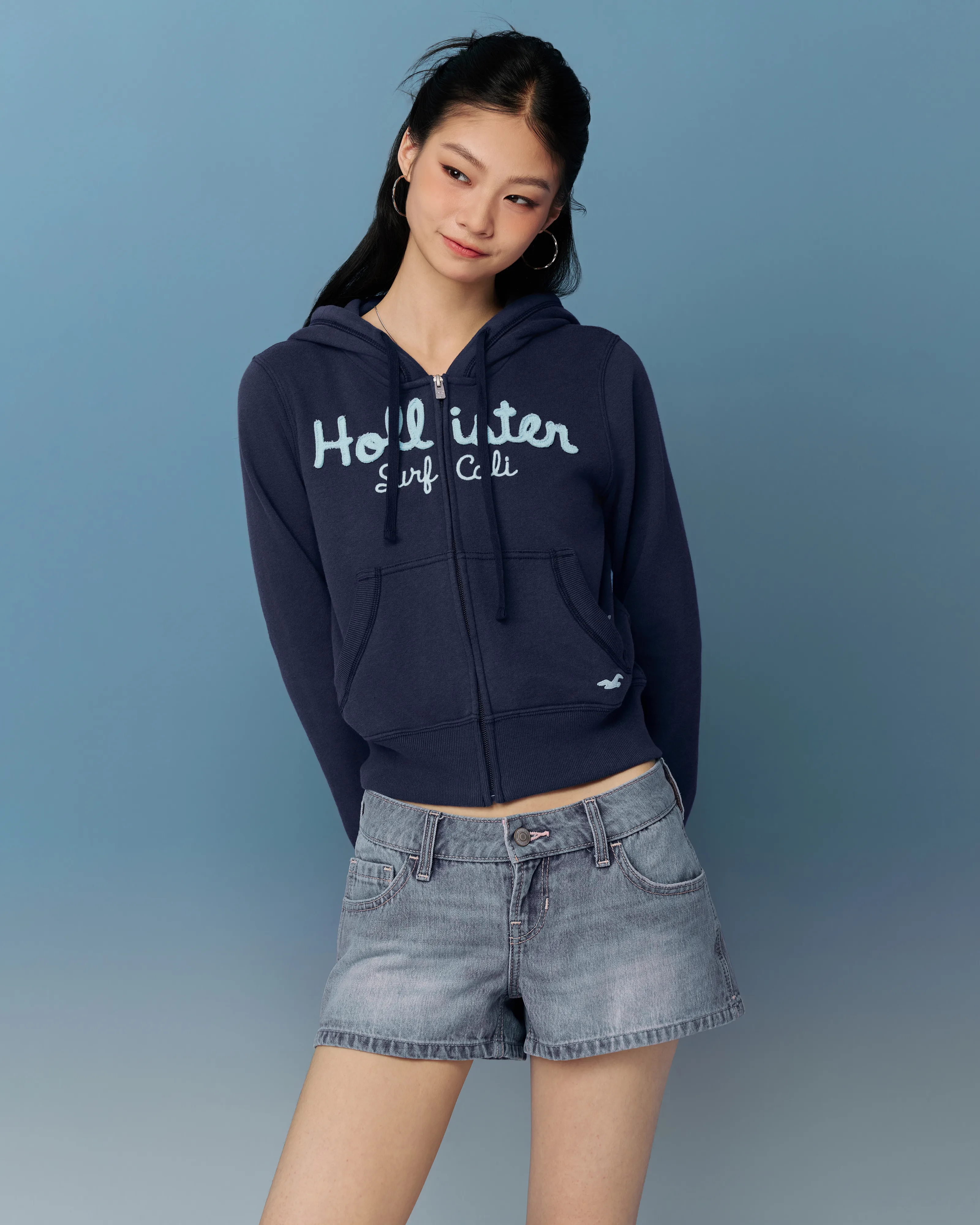 Hollister 小海鸥国内代购青绿色连帽开衫卫衣外套不支持退换