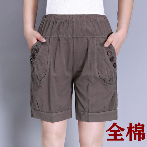休闲中高腰五分裤裤子