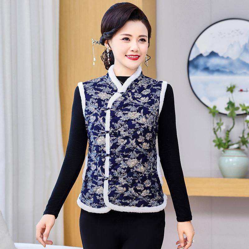 短款马甲妈妈秋冬东北大花棉马甲