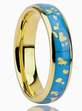 镶跨境女款戒指金色钨钢绿松石