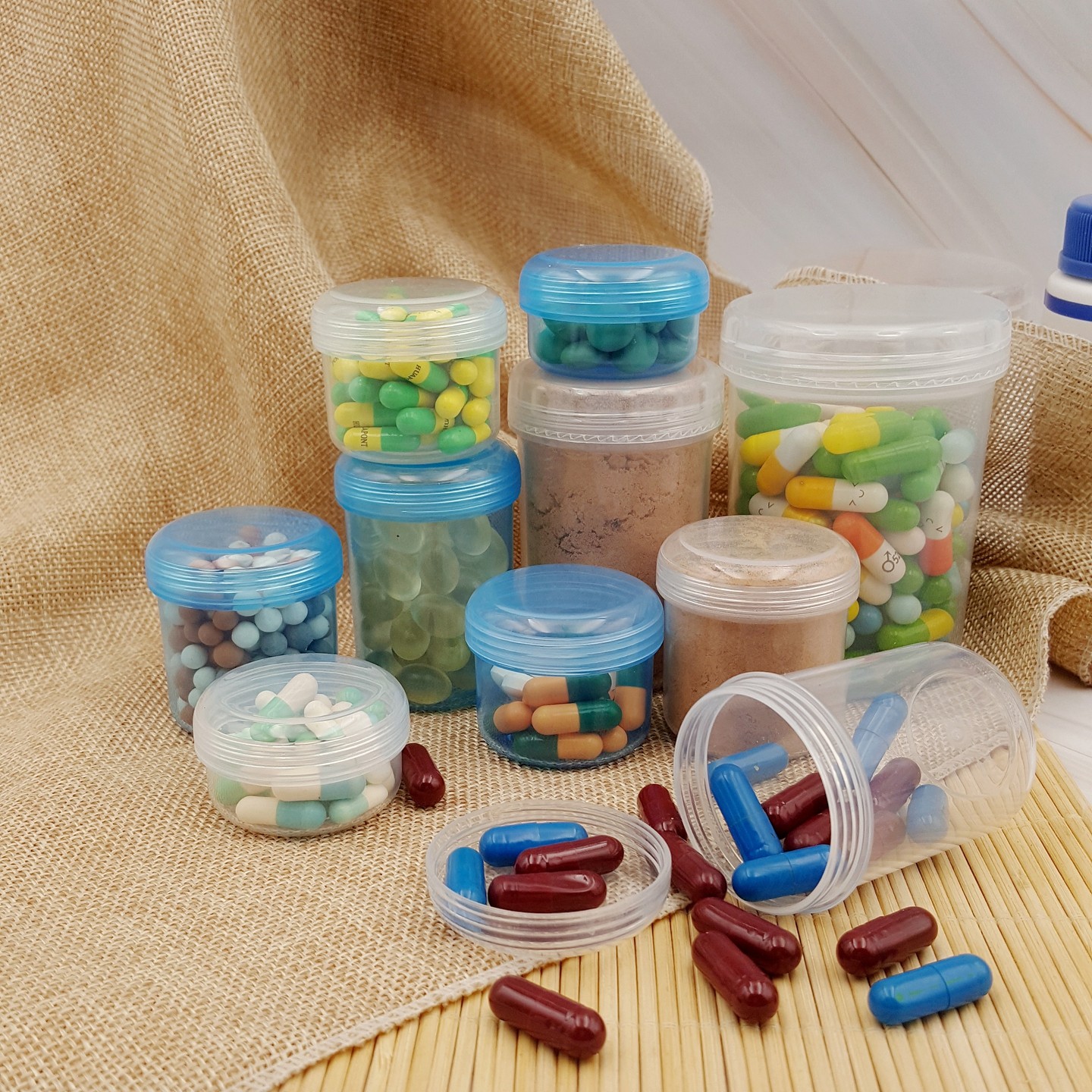 便携密封圆形液体小药瓶 防潮防漏蛋白粉剂盒子 维生素胶囊收纳盒,收纳整理,药盒,淘宝优惠券,粉丝福利购,淘宝优惠卷