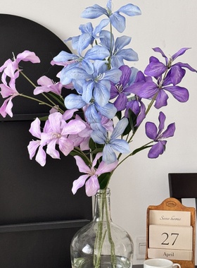 油画风火焰兰仿真花假花家居客厅摆件婚礼堂花园布景店铺橱窗装饰