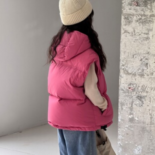 儿童羽绒马甲2025年冬季新款男童女童中大童加厚连帽外穿坎肩