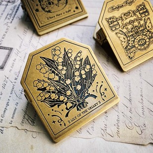 铃兰复古黄铜夹子手账夹金属票据夹旅行本水彩本 敏小姐美术馆