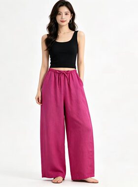 MB2608 新款时尚简约百搭汉麻女士休闲裤