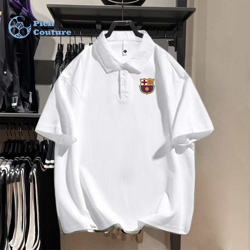 巴萨短袖纯棉印花翻领polo衫