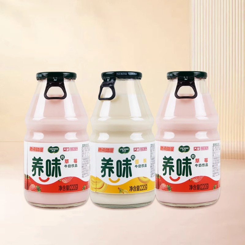 养味牛奶早餐奶草莓味香蕉味牛奶乳酸菌饮料果味饮品220g瓶装-封面