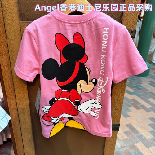 香港迪士尼乐园 米奇米妮可爱造型正反面 卡通儿童短袖上衣 T恤