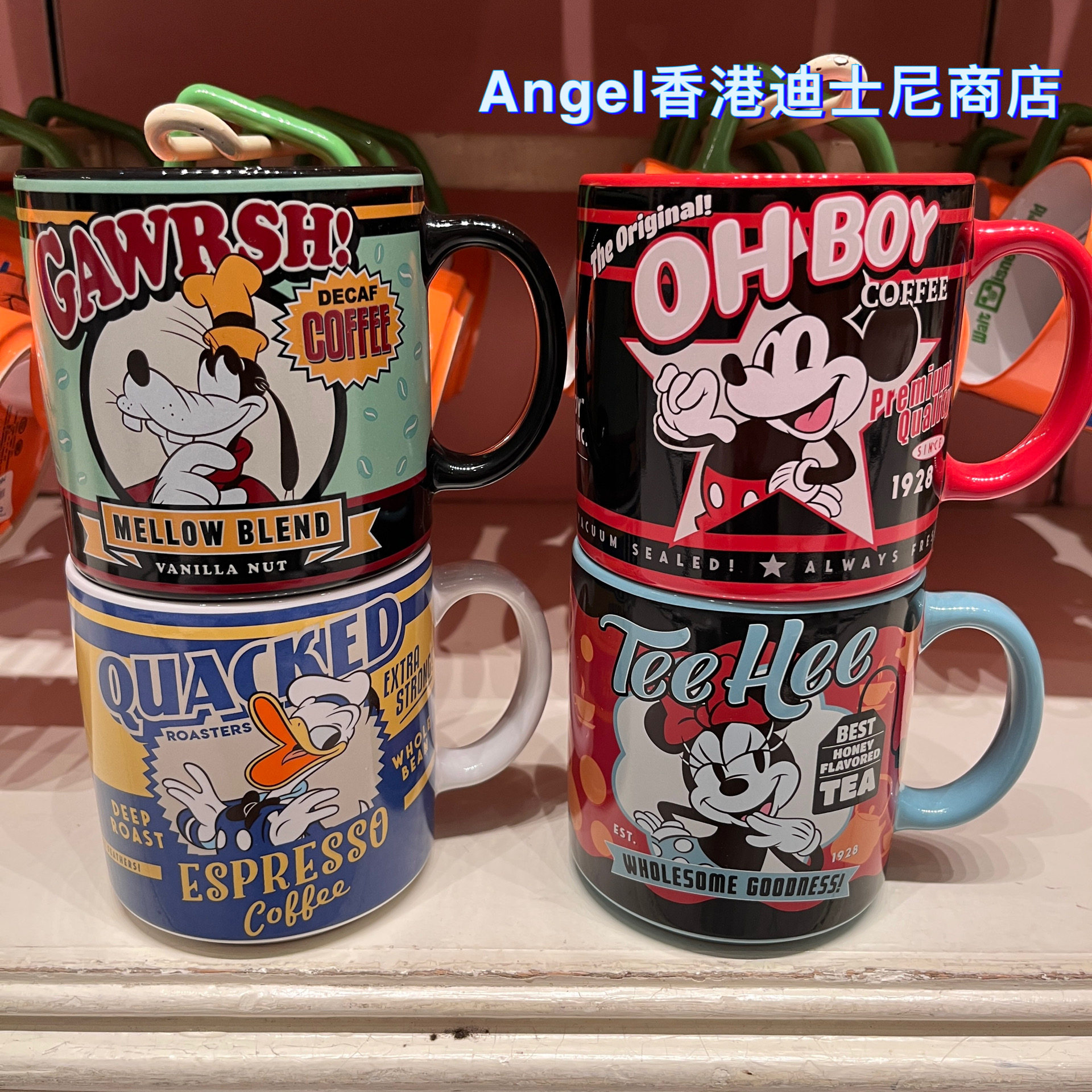 香港迪士尼乐园 米奇米妮唐老鸭高飞可爱卡通马克杯宝水杯 陶瓷杯