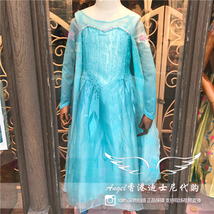 香港迪士尼 冰雪奇缘 alsa聚会场景服装 艾莎短袖 连衣裙 裙子