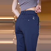 子男夏季 休闲裤 薄款 直筒透气速干父亲爸爸男士 藏蓝 2025新款 冰丝裤