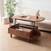 现代简约全实木升降茶几餐桌两用一体客厅家用小户型茶桌中古风