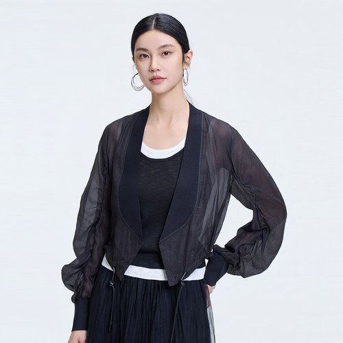 恩瑞妮极简风薄纱短外套女
