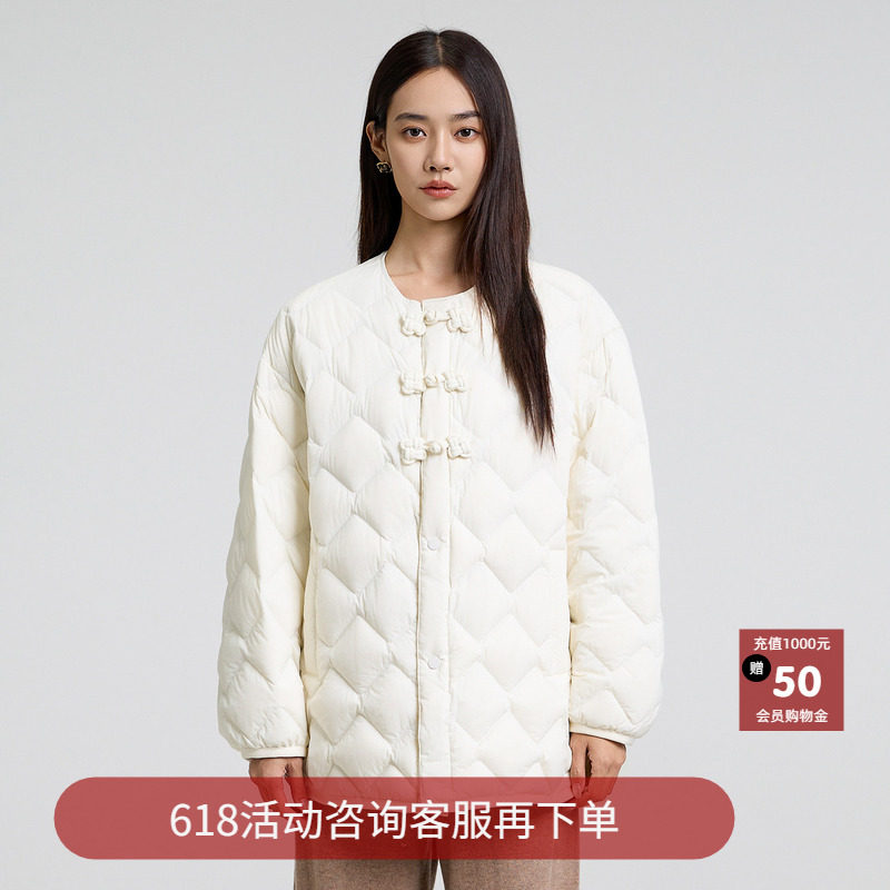 恩瑞妮商场同款2025冬季新款纯色百搭显瘦气质淑女羽绒服外套女