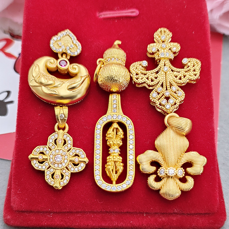 韦雪同款越南沙金金刚杵项链吊坠图片