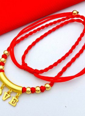 love越南沙金久不掉色挂绳锁骨链