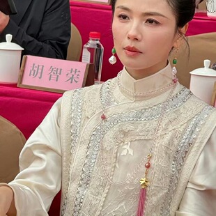刘涛妈祖同款白水晶佛珠项链新中式国风轻奢粉锆石流苏手持毛衣链