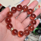 天然老矿金草莓晶天花板卡14 手串单圈手链超七水晶财富纳福显白