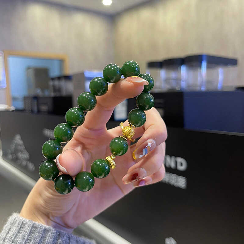 10MM菠菜绿圆珠俄罗斯碧玉新中式
