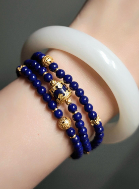 天然青金石手串帝王青金女原创聚财气质串珠高级感天然青金石手链