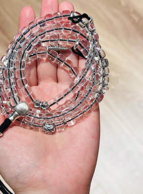 天然10A净体白水晶直切手串108颗佛珠念珠老型珠毛衣链纯银复古女