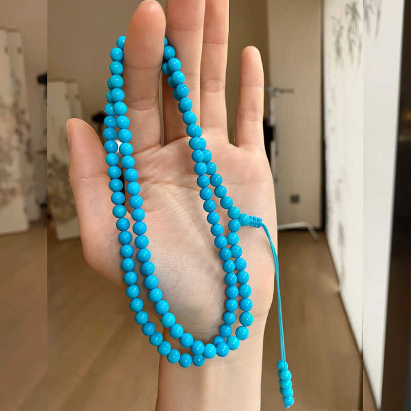 天然绿松石佛珠手串108颗念珠男