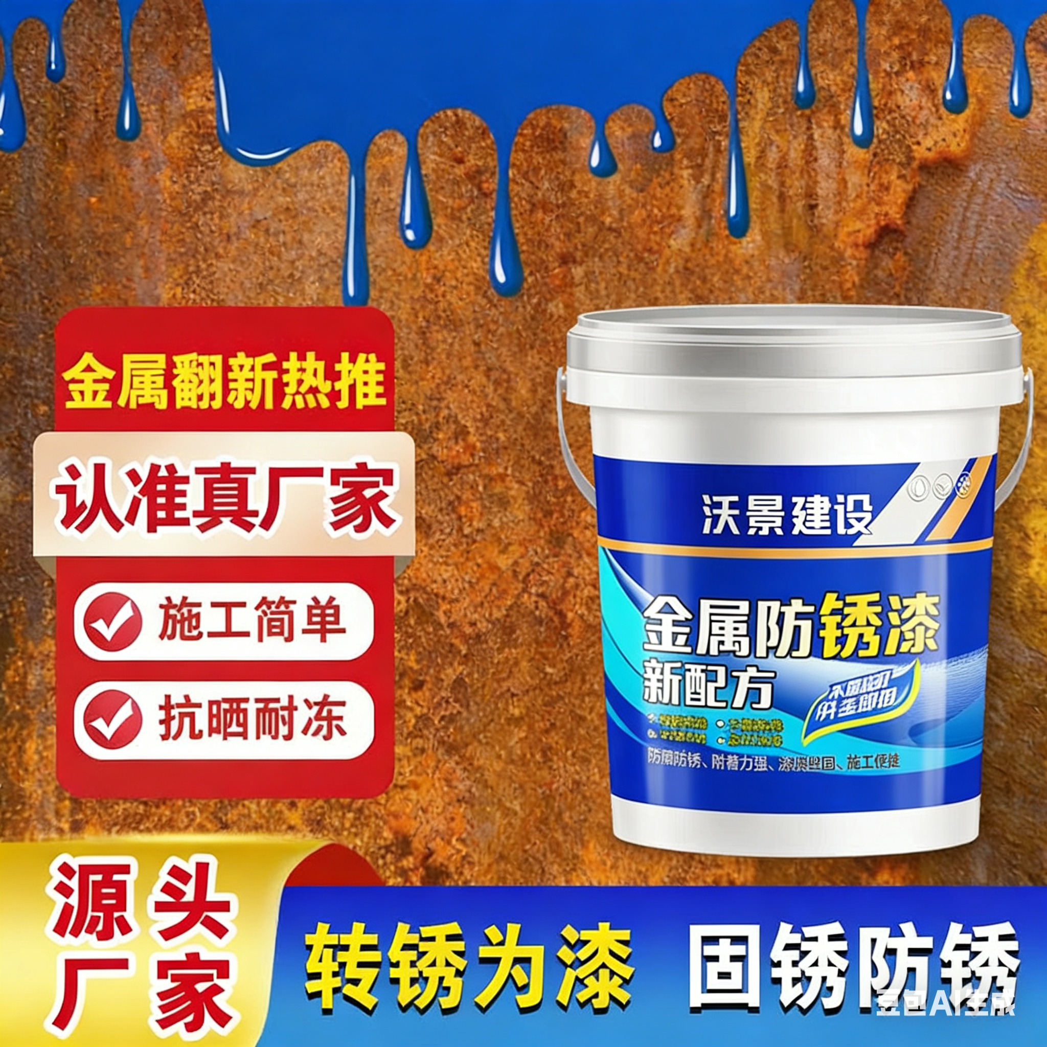 彩钢瓦翻专用漆水性金属防锈漆厂房屋顶外墙改色油漆防腐喷漆