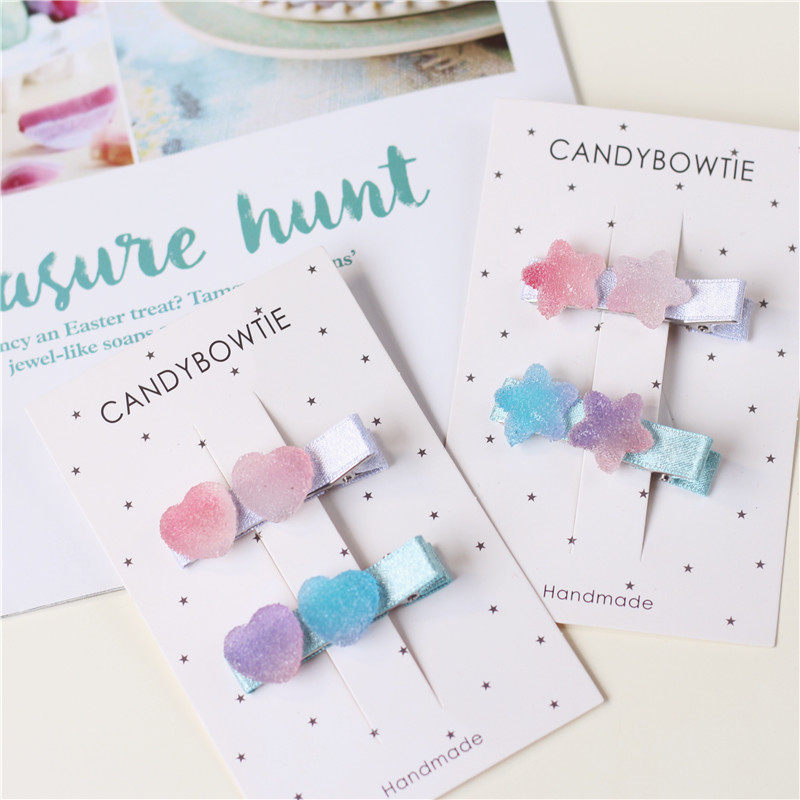 Candy bowtie 手工 韩国进口可爱星星爱心仿真糖果发夹 儿童边夹
