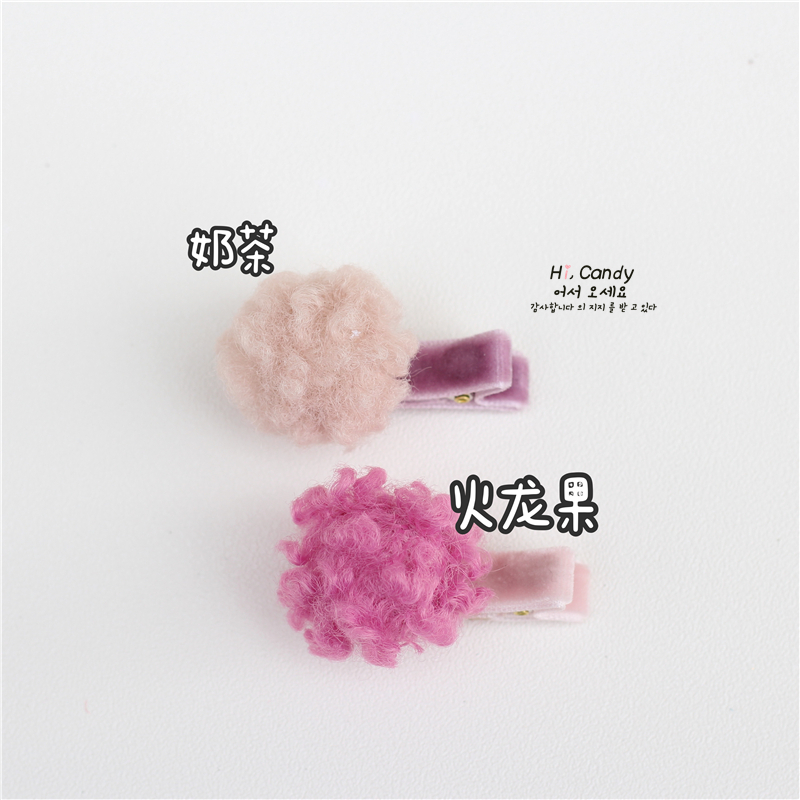 Candy bowtie 手工  卷卷云朵毛球球边夹儿童刘海夹发夹宝宝发饰