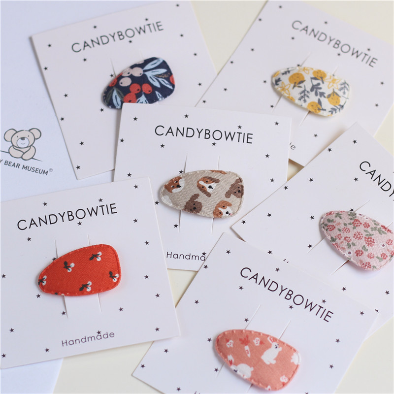Candy bowtie  可爱碎花进口布料一字夹水滴bb夹儿童迷你夹