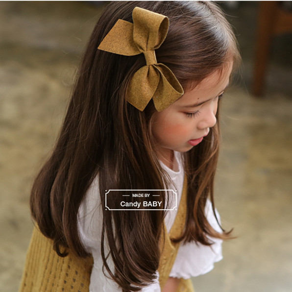Candy bowtie手工 韩国进口 儿童复古大蝴蝶结发夹边夹宝宝发饰