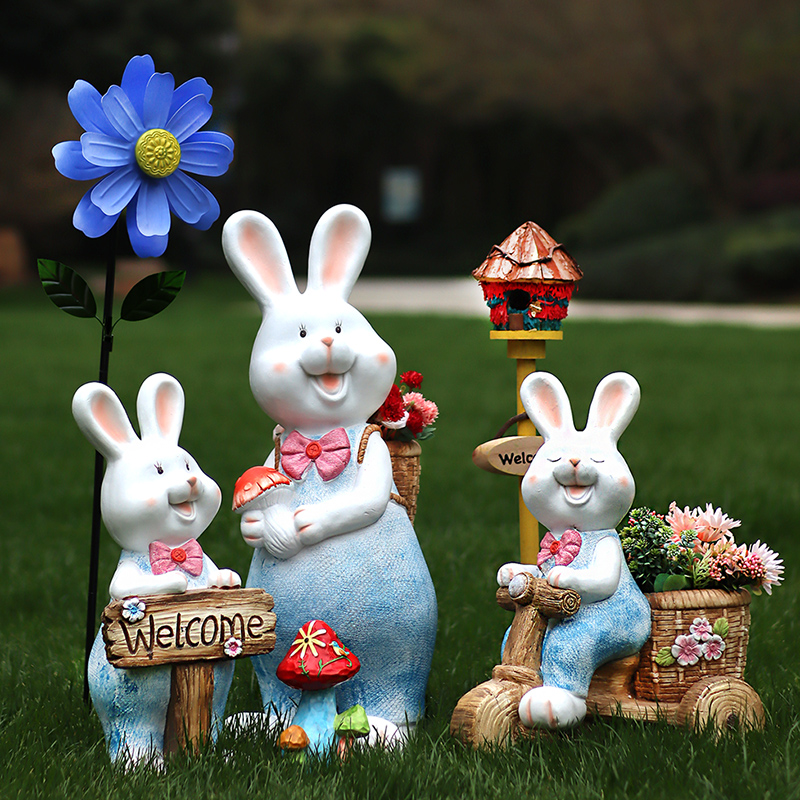 户外创意可爱兔子花盆摆件花园装饰幼儿园阳台庭院布置动物大号