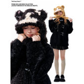 杨二大梦原创毛绒小猫帽子女款 2025新款 秋冬加厚保暖护耳毛绒帽