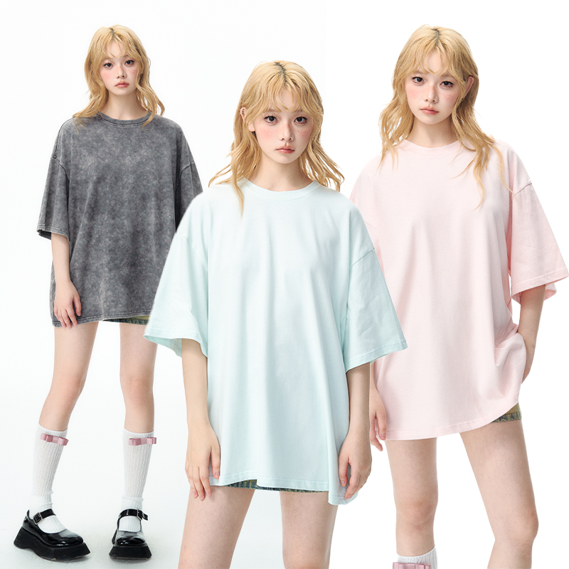 杨二大梦原创纯色T恤女2025夏季新款圆领短袖休闲半袖上衣打底衫