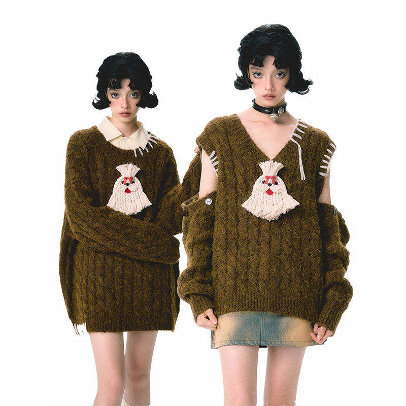 杨二大梦流苏小狗针织马甲